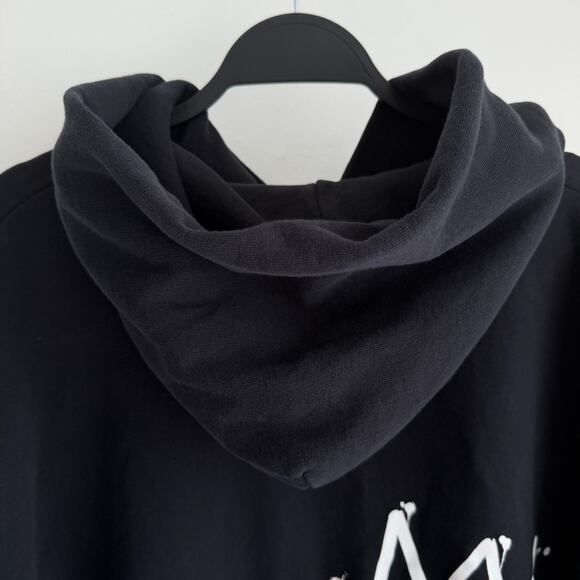 Rome Pays Off Hoodie Mens XL Black Jean Michel Basquiat Crown Graffiti Fleece - Picture 5 of 11